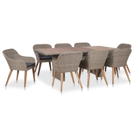 Set comedor de jardín 9 piezas y cojines ratán sintético by , Garden sets - Ref: Foro24-3057815, Price: 1,00 €, Discount: %