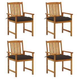 Sillas de jardín con cojines 4 unidades madera maciza de acacia by , Garden chairs - Ref: Foro24-3061214, Price: 323,18 €, Di...