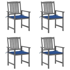 Sillas de jardín con cojines 4 uds madera maciza de acacia gris by , Garden chairs - Ref: Foro24-3061242, Price: 282,23 €, Di...