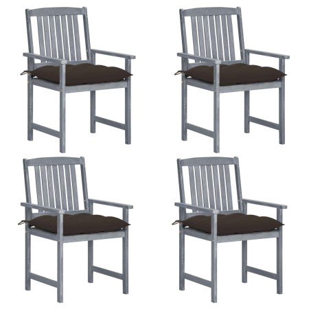 Sillas de jardín con cojines 4 uds madera maciza de acacia gris by , Garden chairs - Ref: Foro24-3061268, Price: 276,47 €, Di...