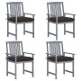 Sillas de jardín con cojines 4 uds madera maciza de acacia gris by , Garden chairs - Ref: Foro24-3061268, Price: 276,47 €, Di...