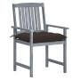Sillas de jardín con cojines 4 uds madera maciza de acacia gris by , Garden chairs - Ref: Foro24-3061268, Price: 276,47 €, Di...