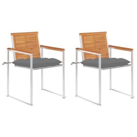Sillas de jardín con cojines 2 uds madera maciza acacia y acero de , Sillas de jardín - Ref: Foro24-3061504, Precio: 240,04 €...