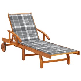 Tumbona de jardín con cojín madera maciza de acacia de , Tumbonas - Ref: Foro24-3061616, Precio: 212,55 €, Descuento: %