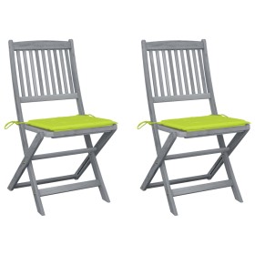 Sillas de jardín plegables 2 uds cojines madera maciza acacia de , Sillas de jardín - Ref: Foro24-3064547, Precio: 147,73 €