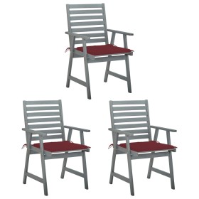 Sillas comedor de jardín 3 uds madera maciza acacia y cojines by , Garden chairs - Ref: Foro24-3064437, Price: 288,49 €, Disc...