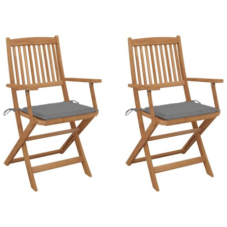 Sillas de jardín plegables 2 uds y cojines madera maciza acacia by , Garden chairs - Ref: Foro24-3064591, Price: 167,33 €, Di...