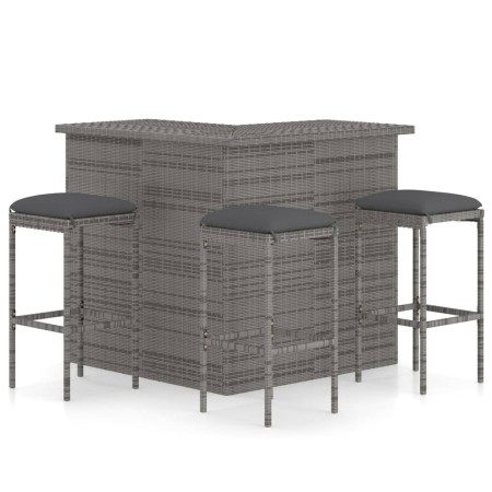 Set de bar para jardín 4 piezas y cojines ratán sintético gris by , Garden sets - Ref: Foro24-3064924, Price: 407,21 €, Disco...
