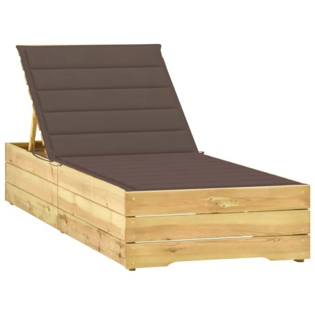 Tumbona con cojín gris taupé madera de pino impregnada by , Loungers - Ref: Foro24-3065917, Price: 153,77 €, Discount: %