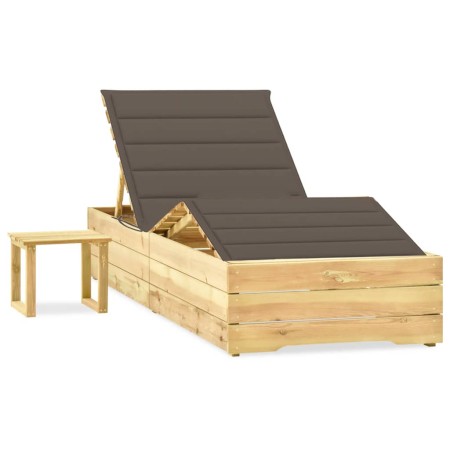 Tumbona de jardín con mesa y cojín de madera de pino impregnada by , Loungers - Ref: Foro24-3065962, Price: 175,99 €, Discoun...