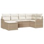 Conjunto de sofá de jardín con cojín 6 pcs Beige Poliratán