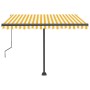 Toldo de pie automático amarillo y blanco 350x250 cm by , Awnings - Ref: Foro24-3069728, Price: 494,21 €, Discount: %