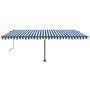 Toldo automático LED sensor de viento azul y blanco 500x350 cm by , Awnings - Ref: Foro24-3069871, Price: 850,44 €, Discount: %