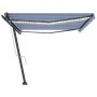 Toldo automático LED sensor de viento azul y blanco 500x350 cm by , Awnings - Ref: Foro24-3069871, Price: 850,44 €, Discount: %