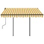 Toldo automático retráctil con postes amarillo blanco 3,5x2,5 m by , Awnings - Ref: Foro24-3070128, Price: 482,31 €, Discount: %