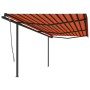 Toldo retráctil automático con postes naranja y marrón 6x3,5 m by , Awnings - Ref: Foro24-3070290, Price: 871,78 €, Discount: %