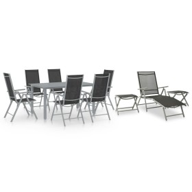 Juego de comedor de jardín 10 piezas negro y plateado by , Garden sets - Ref: Foro24-3070646, Price: 594,45 €, Discount: %