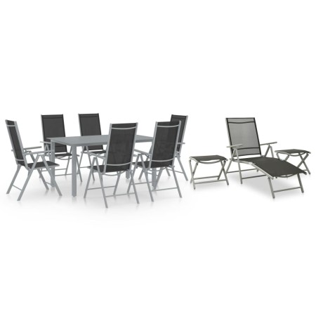 Juego de comedor de jardín 10 piezas negro y plateado by , Garden sets - Ref: Foro24-3070646, Price: 594,45 €, Discount: %