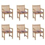 Sillas de jardín 6 uds madera maciza teca cojines cuadros rojos von , Gartenstühle - Ref: Foro24-3073044, Preis: 868,63 €, Ra...