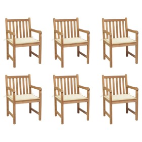 Sillas de jardín 6 uds madera maciza de teca cojines crema von , Gartenstühle - Ref: Foro24-3073033, Preis: 878,42 €, Rabatt: %