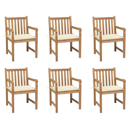 Sillas de jardín 6 uds madera maciza de teca cojines crema von , Gartenstühle - Ref: Foro24-3073033, Preis: 878,42 €, Rabatt: %