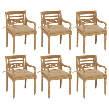 Sillas Batavia 6 unidades madera maciza de teca con cojines von , Gartenstühle - Ref: Foro24-3073340, Preis: 748,11 €, Rabatt: %