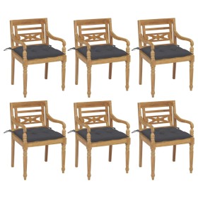 Sillas Batavia 6 unidades madera maciza de teca con cojines de , Sillas de jardín - Ref: Foro24-3073337, Precio: 759,46 €, De...