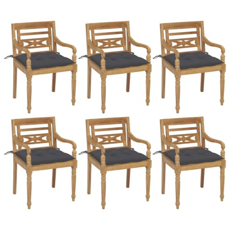 Sillas Batavia 6 unidades madera maciza de teca con cojines de , Sillas de jardín - Ref: Foro24-3073337, Precio: 759,46 €, De...