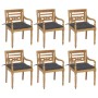 Sillas Batavia 6 unidades madera maciza de teca con cojines de , Sillas de jardín - Ref: Foro24-3073337, Precio: 759,46 €, De...