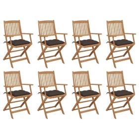 Sillas de jardín plegables 8 uds y cojines madera maciza acacia by , Garden chairs - Ref: Foro24-3075108, Price: 458,23 €, Di...