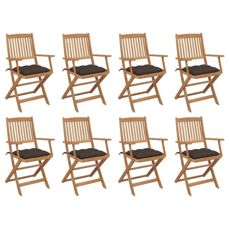 Sillas de jardín plegables 8 uds y cojines madera maciza acacia by , Garden chairs - Ref: Foro24-3075108, Price: 458,23 €, Di...