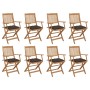 Sillas de jardín plegables 8 uds y cojines madera maciza acacia by , Garden chairs - Ref: Foro24-3075108, Price: 458,23 €, Di...