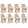 Sillas de jardín plegables 8 uds y cojines madera maciza acacia by , Garden chairs - Ref: Foro24-3075099, Price: 446,88 €, Di...