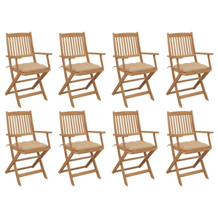 Sillas de jardín plegables 8 uds y cojines madera maciza acacia by , Garden chairs - Ref: Foro24-3075103, Price: 464,60 €, Di...