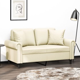 Sofá de 2 plazas con cojines cuero sintético color crema 120 cm von , Sofas - Ref: Foro24-3200926, Preis: 238,72 €, Rabatt: %
