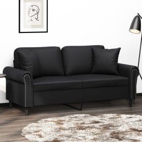 Sofá de 2 plazas con cojines cuero sintético negro 140 cm von , Sofas - Ref: Foro24-3200930, Preis: 228,54 €, Rabatt: %