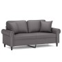 Sofá de 2 plazas con cojines cuero sintético gris 140 cm by , Sofas - Ref: Foro24-3200932, Price: 253,37 €, Discount: %