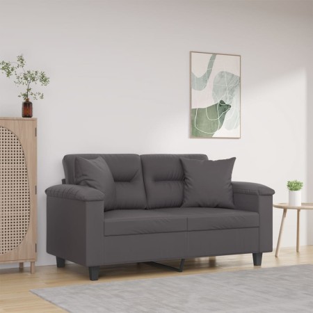 Sofá de 2 plazas con cojines cuero sintético gris 120 cm by , Sofas - Ref: Foro24-3200985, Price: 246,08 €, Discount: %