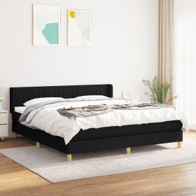 Cama box spring con colchón tela negro 180x200 cm Cama box spring con colchón tela negro 180x200 cm