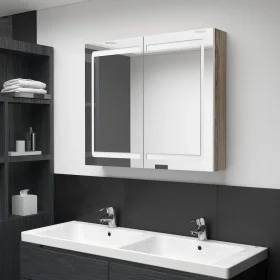 Bathroom cabinet with LED mirror white and oak 80x12x68 cm by vidaXL, bathroom vanities - Ref: Foro24-326516, Price: 186,80 €...