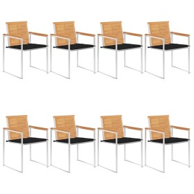 Sillas de jardín y cojines 8 unidades madera maciza de acacia by , Garden chairs - Ref: Foro24-3078615, Price: 1,00 €, Discou...