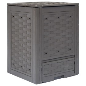 Compostador de jardín marrón plástico ratán 60x60x83 cm 300 L de , Compostadores - Ref: Foro24-45681, Precio: 74,21 €, Descue...