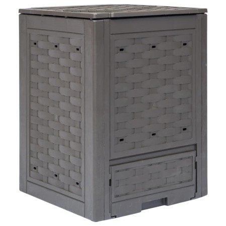 Compostador de jardín marrón plástico ratán 60x60x83 cm 300 L de , Compostadores - Ref: Foro24-45681, Precio: 74,21 €, Descue...