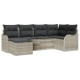 Conjunto de sofá de jardín con cojín 6 pcs Gris claro Poliratán