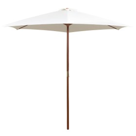 Sombrilla con palo de madera blanco crema 270x270 cm von , Sonnenschirme - Ref: Foro24-42962, Preis: 77,45 €, Rabatt: %