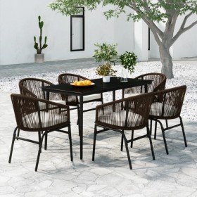Juego de comedor de jardín 7 piezas marrón de , Conjuntos de jardín - Ref: Foro24-3099248, Precio: 837,01 €, Descuento: %