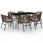Juego de comedor de jardín 7 piezas marrón de , Conjuntos de jardín - Ref: Foro24-3099248, Precio: 822,80 €