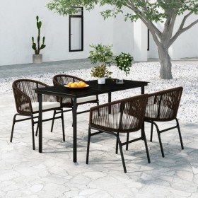 Juego de comedor de jardín 5 piezas con cojines marrón by , Garden sets - Ref: Foro24-3099229, Price: 542,12 €, Discount: %