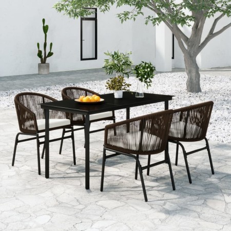 Juego de comedor de jardín 5 piezas con cojines marrón de , Conjuntos de jardín - Ref: Foro24-3099229, Precio: 546,11 €, Desc...