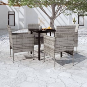Juego de comedor para jardín 5 piezas con cojines gris y negro by , Garden sets - Ref: Foro24-3099288, Price: 304,58 €, Disco...